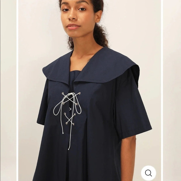 Storets NWT Tinsley Lace Up Sailor Dress Navy Blue Size S/M - Picture 3 of 15
